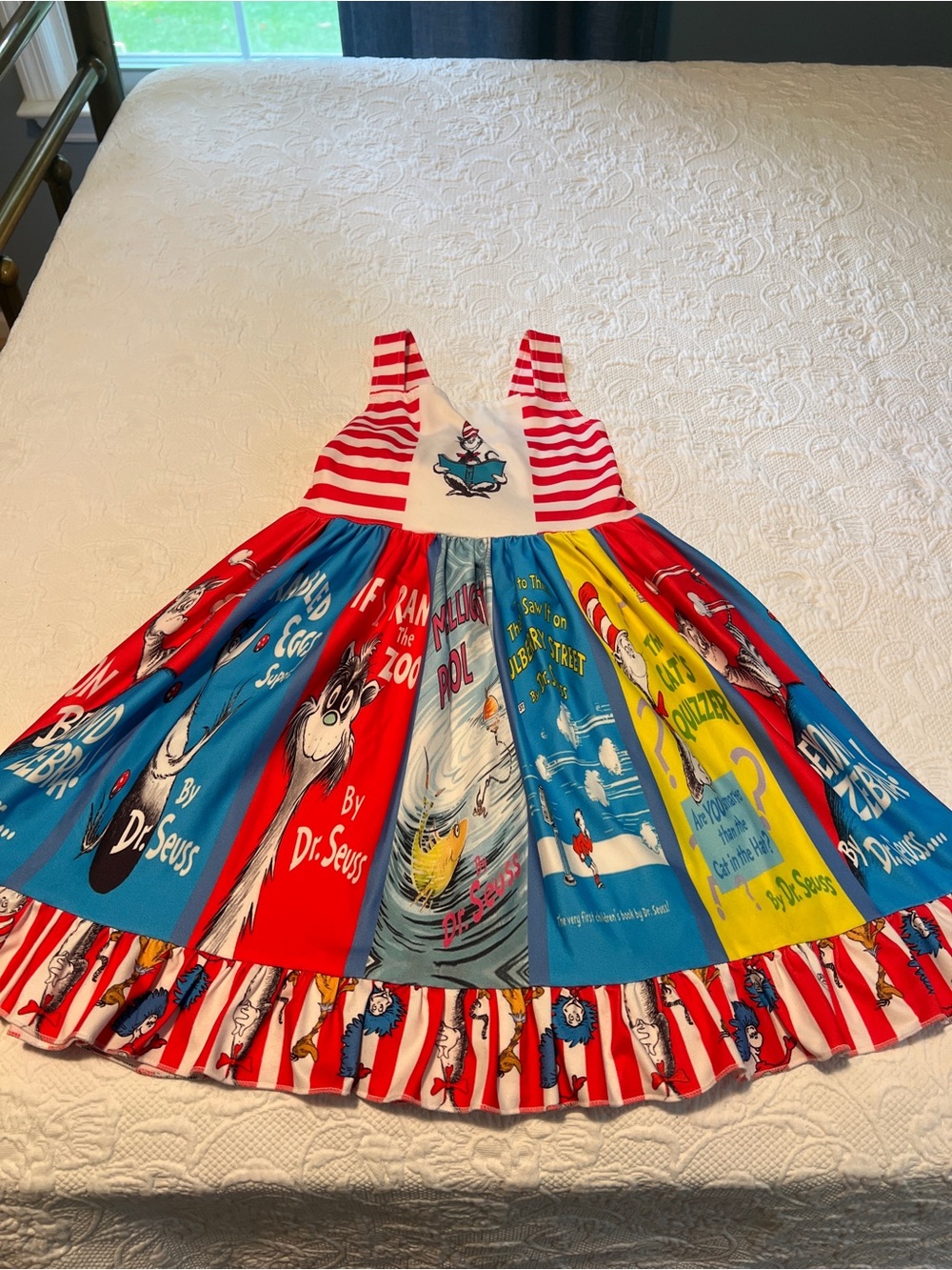 Dr. Seuss Red Blue Yellow Storybook Sundress Sz 6/7
